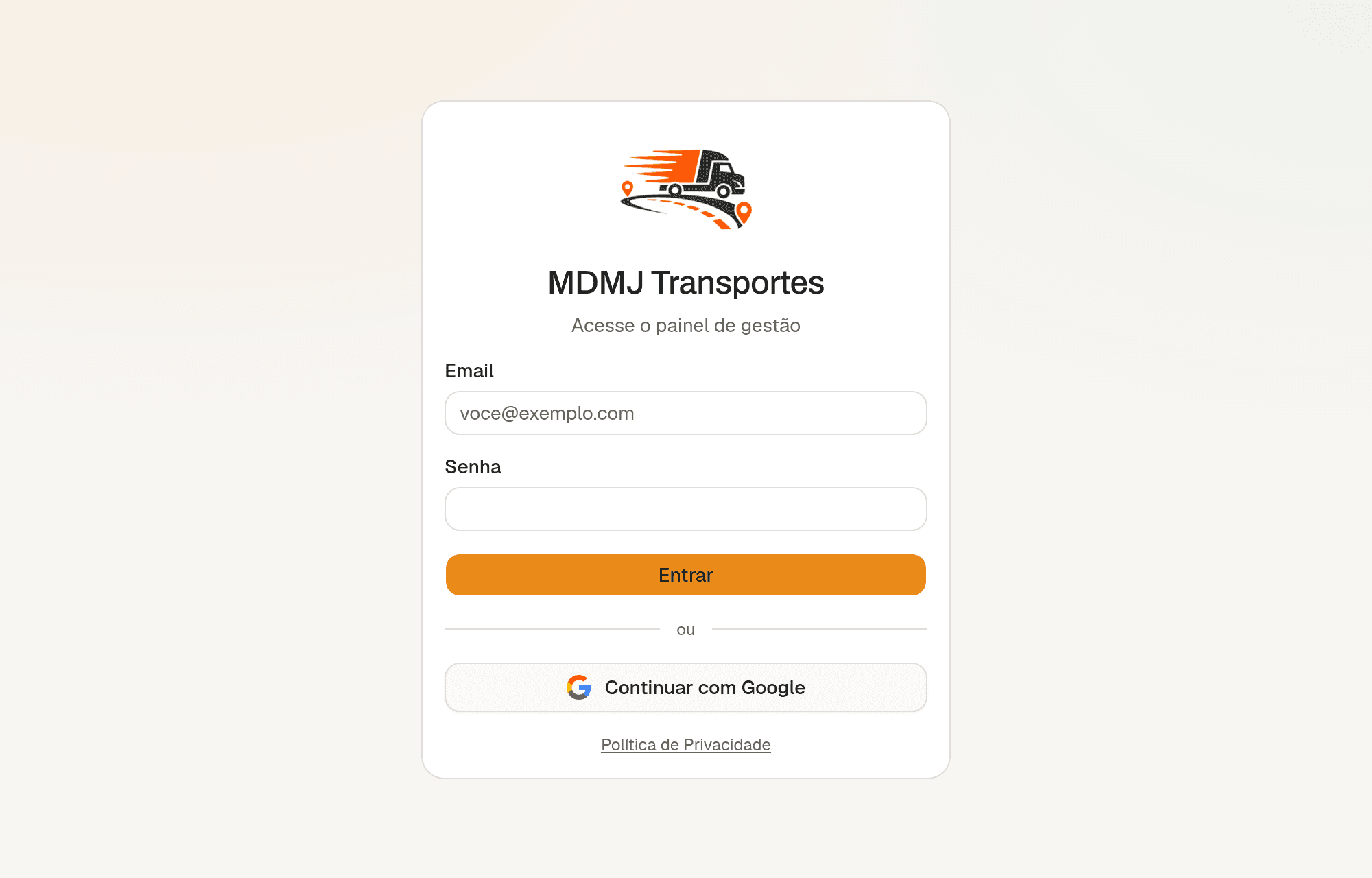 MDMJ Transportes — Portal do Cliente