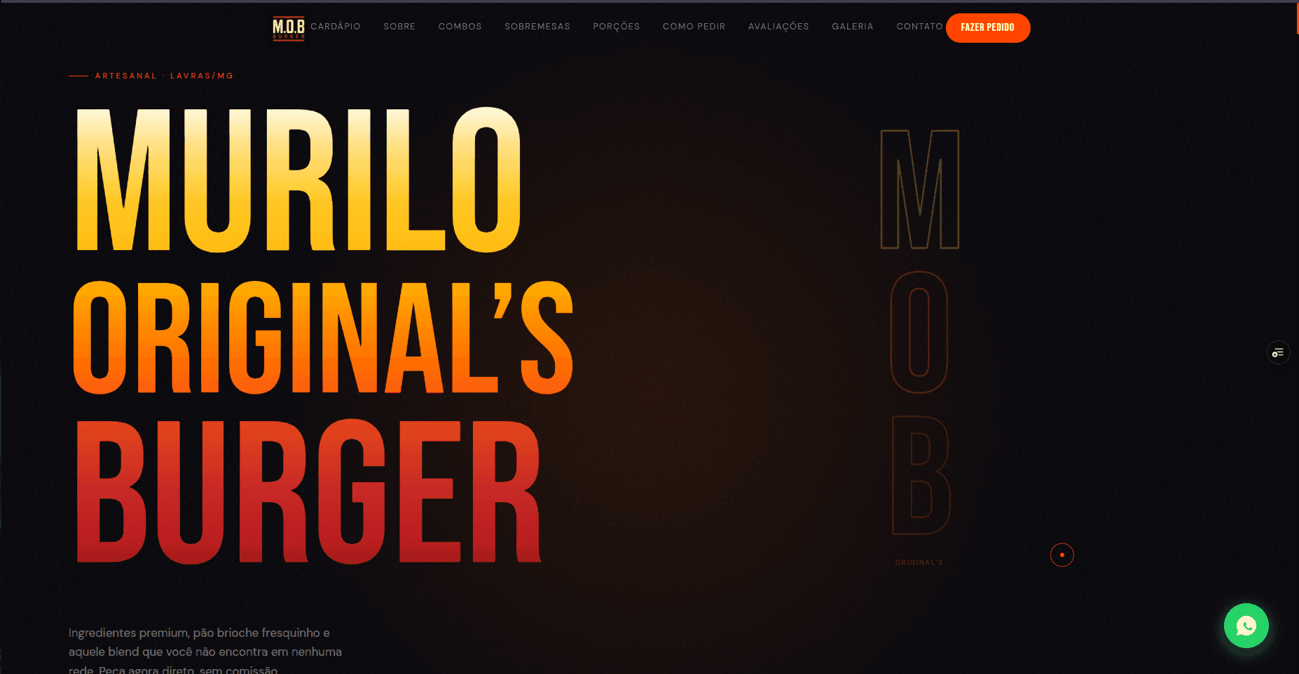 M.O.B Burger — Landing Page