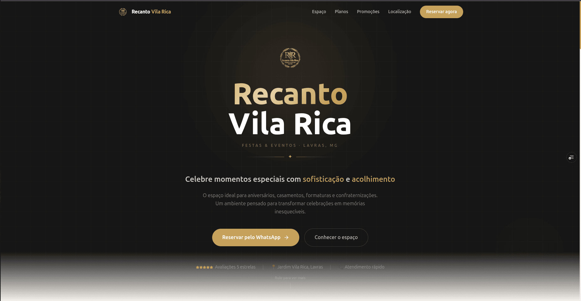 Recanto Vila Rica — Landing Page
